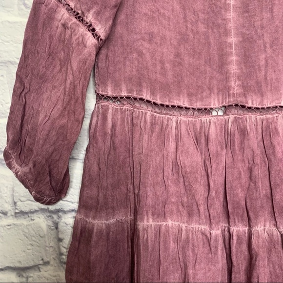 NWT Sea Gypsies Purple Mineral Wash Boho Tiered Long Sleeve Dress - Picture 8 of 16